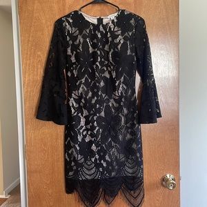 Black lace bell sleeve dress